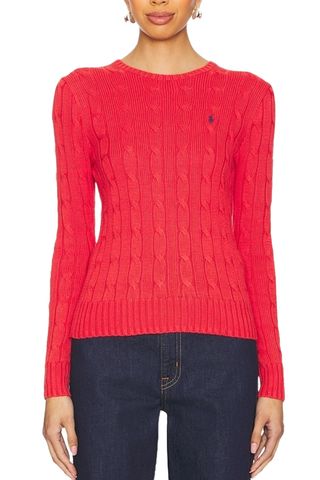 Cable-Knit Cotton Crewneck Sweater