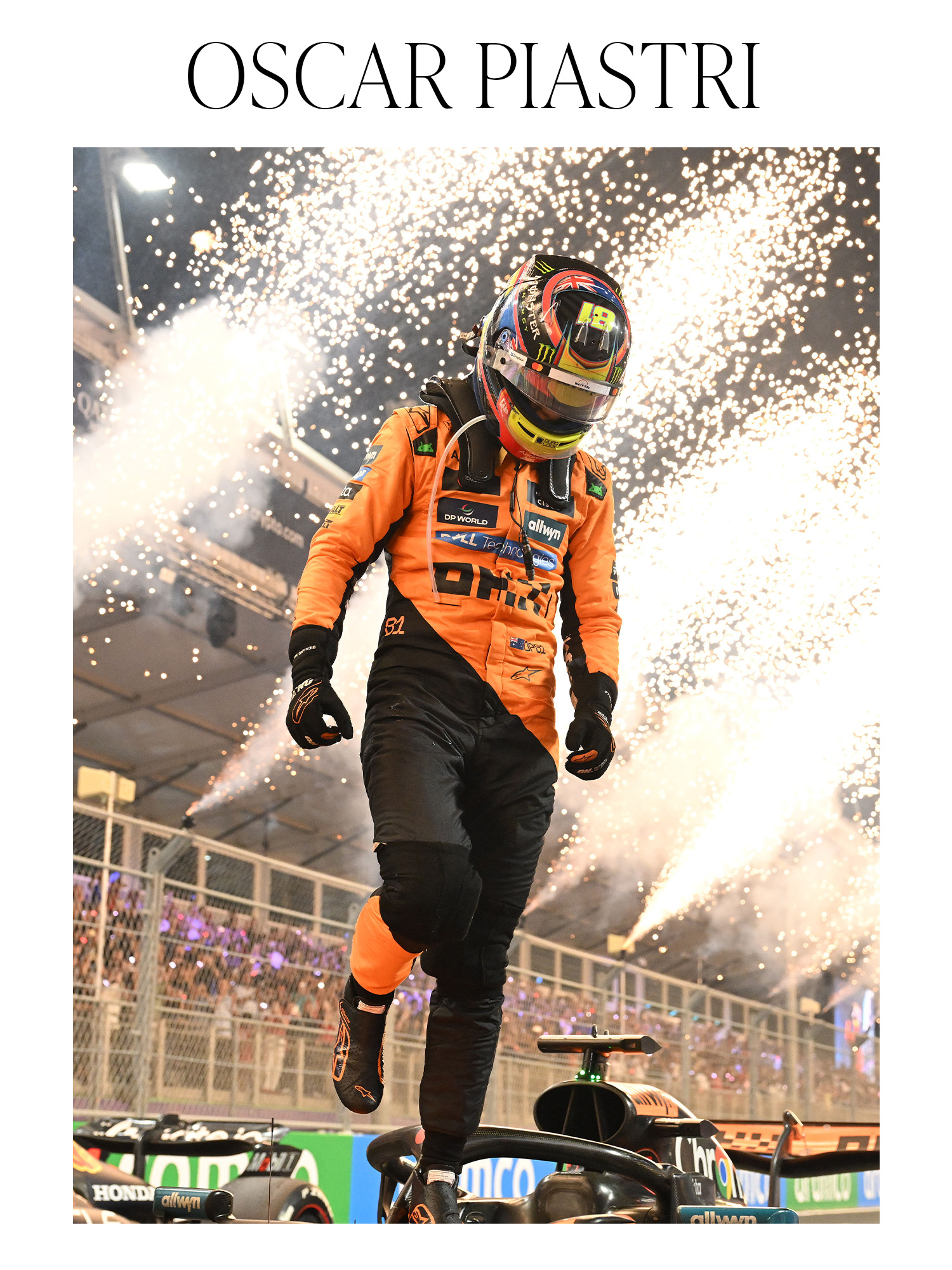 JEDDAH, SAUDI ARABIA - APRIL 20: Race winner Oscar Piastri of Australia and McLaren arrives in parc ferme during the F1 Grand Prix of Saudi Arabia at Jeddah Corniche Circuit on April 20, 2025 in Jeddah, Saudi Arabia.