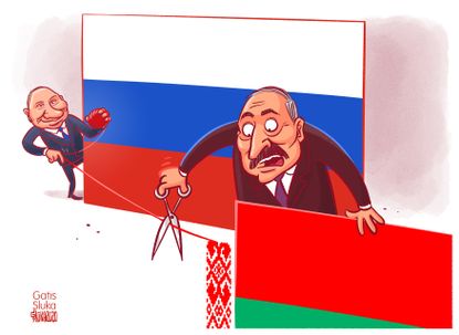 Political Cartoon World Vladimir Putin Alexander Lukashenko Russia Belarus oil deal rejection cutting ties
