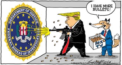 Political cartoon U.S. Trump Fox News Justice Department FBI Russia Investigation