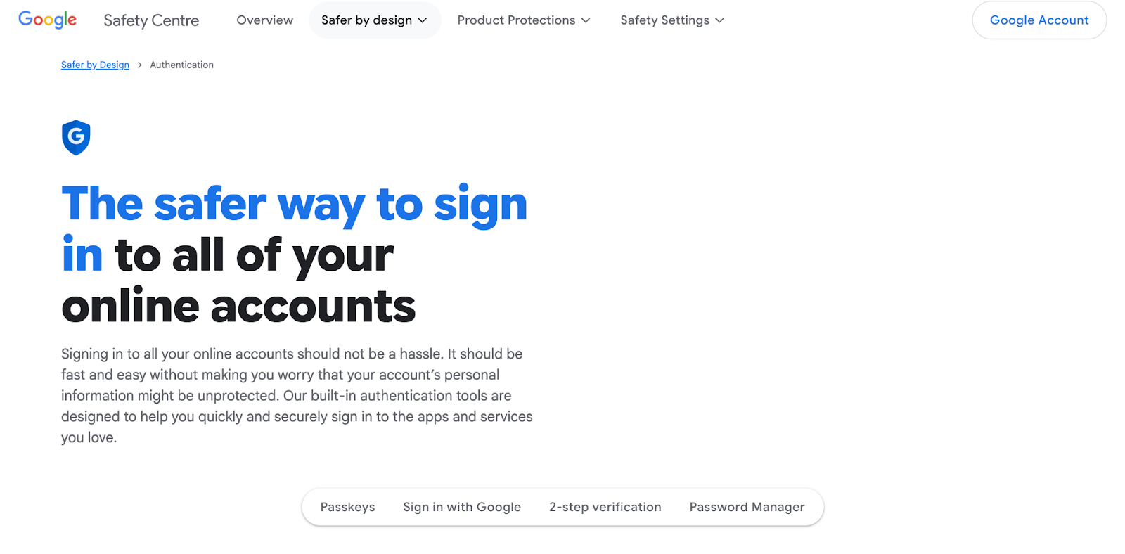 The Google Authenticator web page