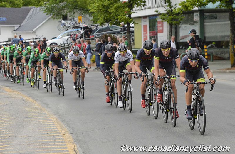 Hincapie Racing Team drives the peloton.