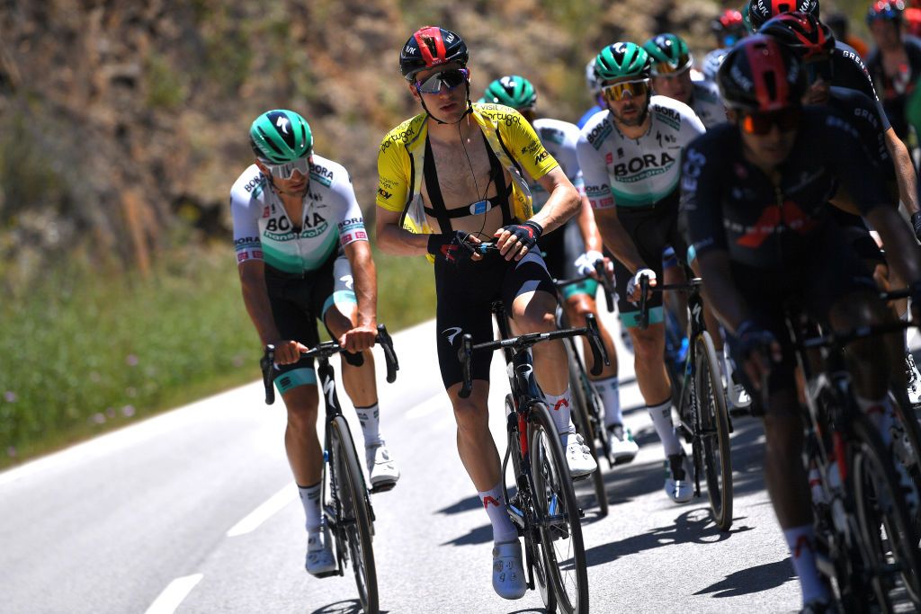 TAVIRA PORTUGAL MAY 07 Ethan Hayter of United Kingdom and Team INEOS Grenadiers Yellow Leader Jersey during the 47th Volta Ao Algarve 2021 Stage 3 a 2031km stage from Faro to Tavira VoltAlgarve VAlgarve2021 on May 07 2021 in Tavira Portugal Photo by Luc ClaessenGetty Images