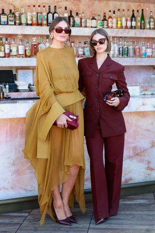 Influencers wear Ferragamo sunglasses in Los Angeles.