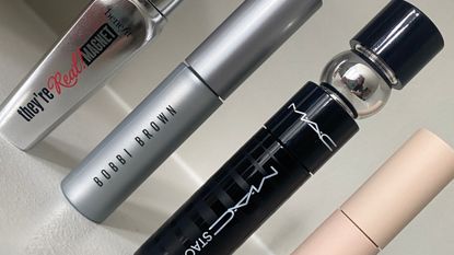 a picture of some of the best travel mascaras, including bobbi brown, ilia, benefit, mac