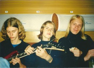 1996: Vogg, Vitek and Martin on a train en route to record Cemeteral Gardens