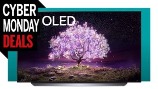 LG OLED C1 TV on a PC Gamer Cyber Monday banner