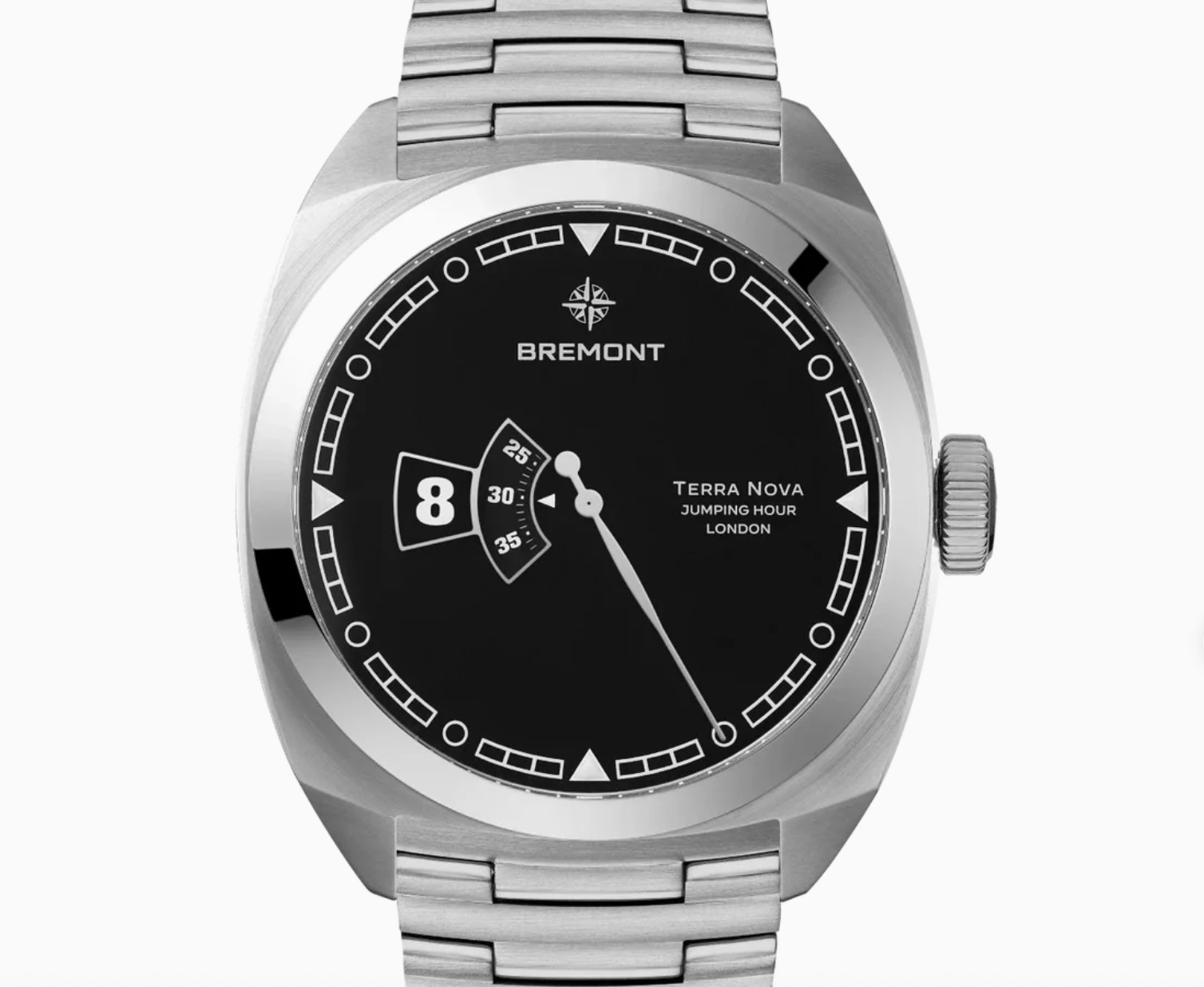 silver watch black dial
