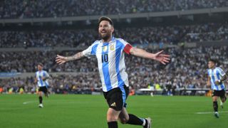  Lionel Messi of Argentina celebrates after scoring prior to the Paraguay vs Argentina live stream: how to watch FIFA World Cup 2026 qualifier anywhere