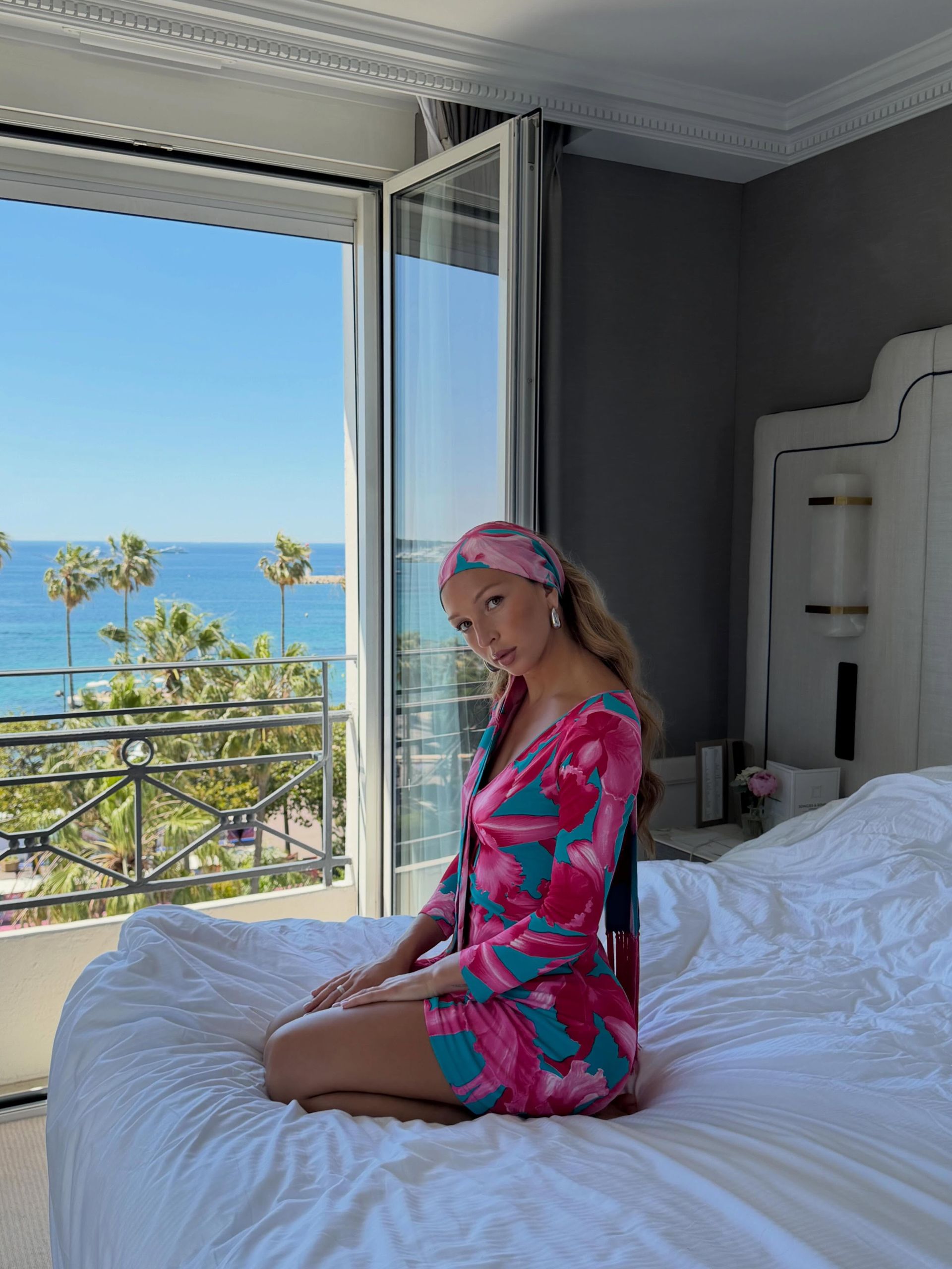 @mv.tiangue image of Eve wearing vintage celine hibiscus print dress