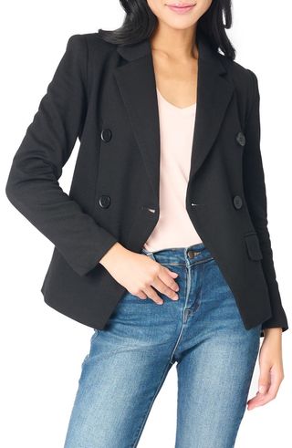Double Breasted Cotton Blend Blazer