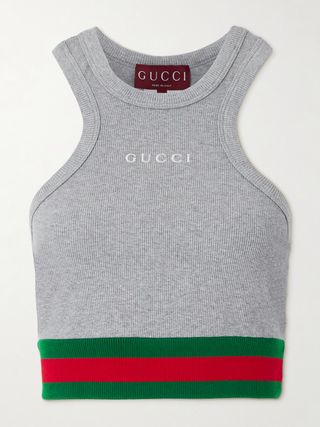 Logo-Embroidered Ribbed Cotton-Blend Jersey Tank Top