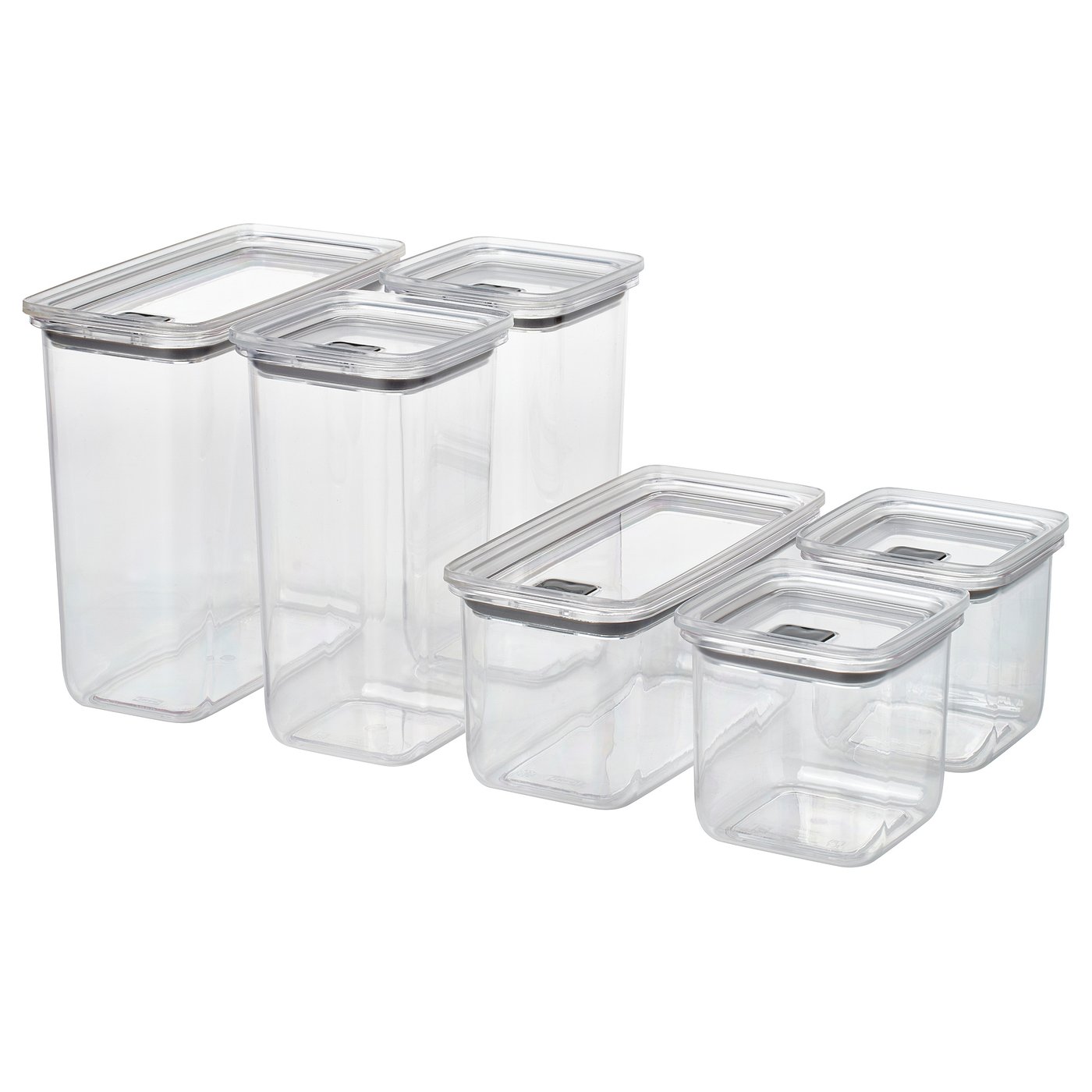 Korallvippa Dry Food Jar With Lid, Set of 6 - Clear