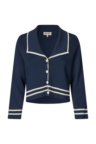 navy and white Baum und Pferdgarten Cila Cardigan on white background