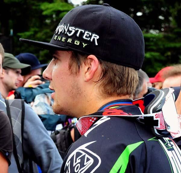 Sam Hill (Monster Energy/Specialized/Mad Cat) meets with the media.