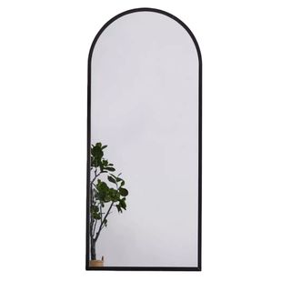 Curved mirror with black frame