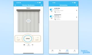 Screenshot of Sunsa smart blind app menus