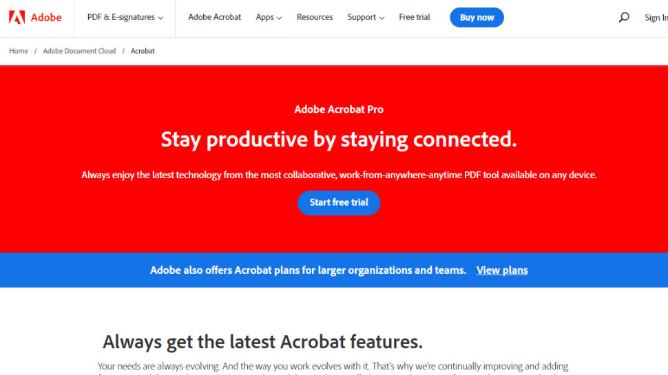 Adobe Acrobat DC website screenshot