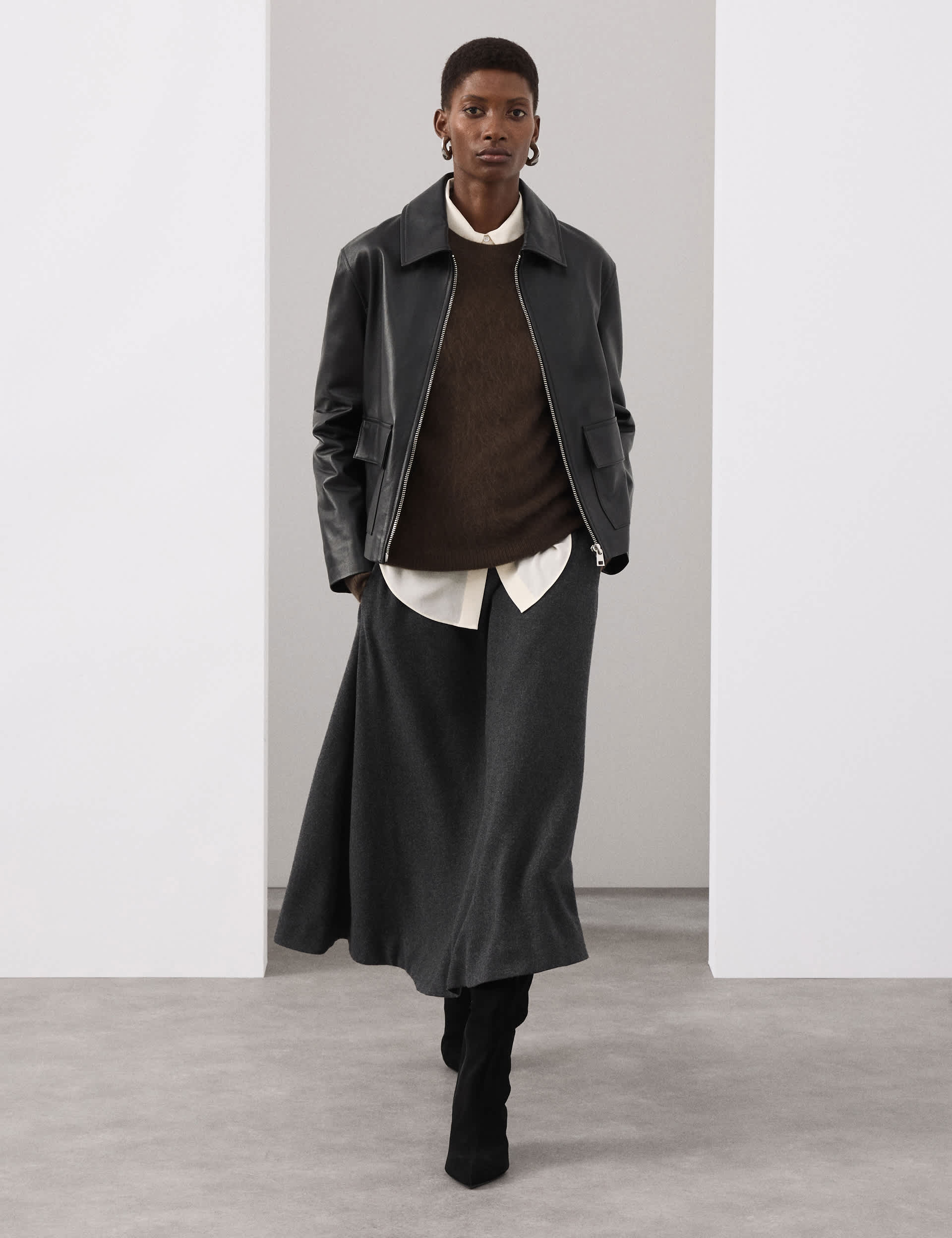 Wool Blend Midi Circle Skirt