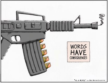 Editorial Cartoon U.S. Trump Gun Control words with consequences