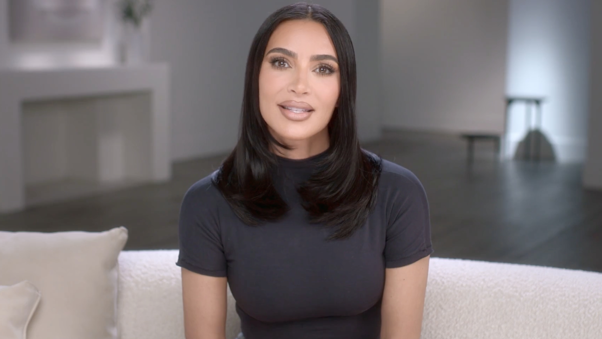 Kim Kardashian speaks during a confessional on an episode of The Kardashians.