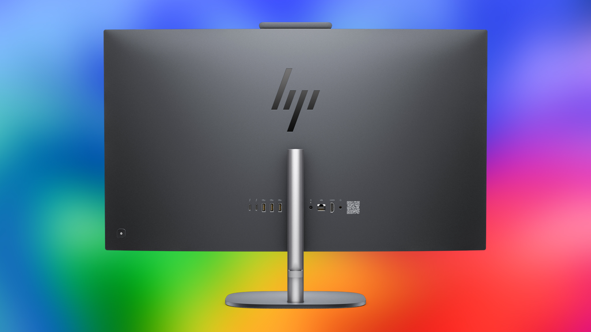 The backside of the HP OmniStudio X 27-inch All-in-One Desktop.