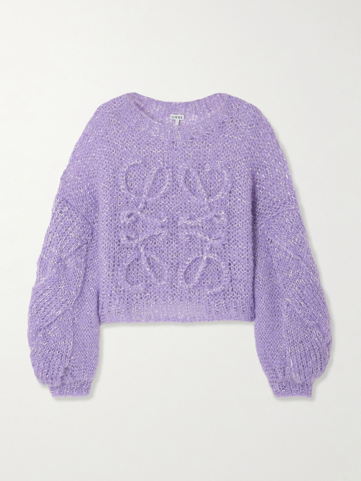 Anagram Embroidered Metallic Mohair-Blend Sweater