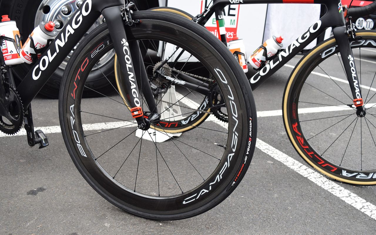 UAE Team Emirates' Vegard Stake Laengen is running tubeless tyres at the race