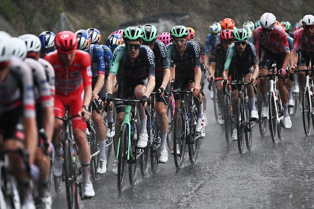 FONT-ROMEU, FRANCE - AUGUST 24: Gregor Muhlberger of Austria and Team Decathlon CMA CGM competes during the La Vuelta - 81st Tour of Spain 2026, Stage 3 a 174km from Gruissan - Aude to Font Romeu 1941m / #UCIWT / on August 24, 2026 in Font Romeu, France. (Photo by Tim de Waele/Getty Images)