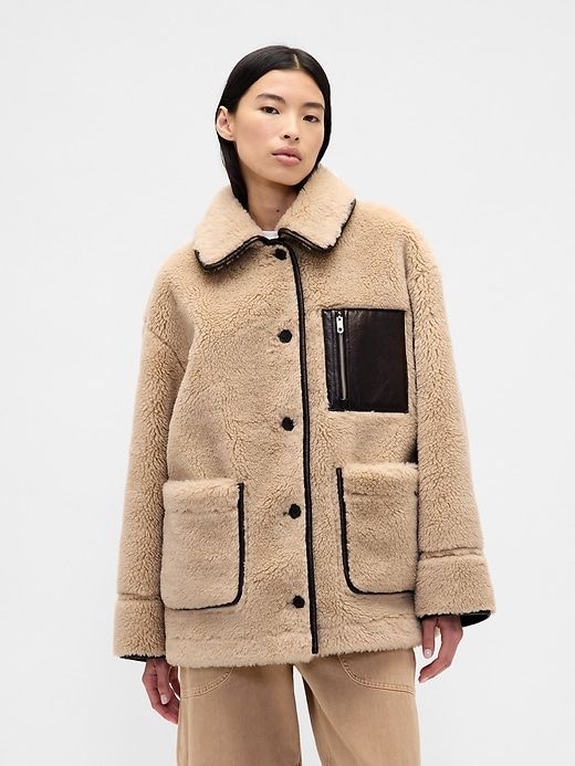 Gap × Sandy Liang Reversible Vegan Leather Sherpa Jacket
