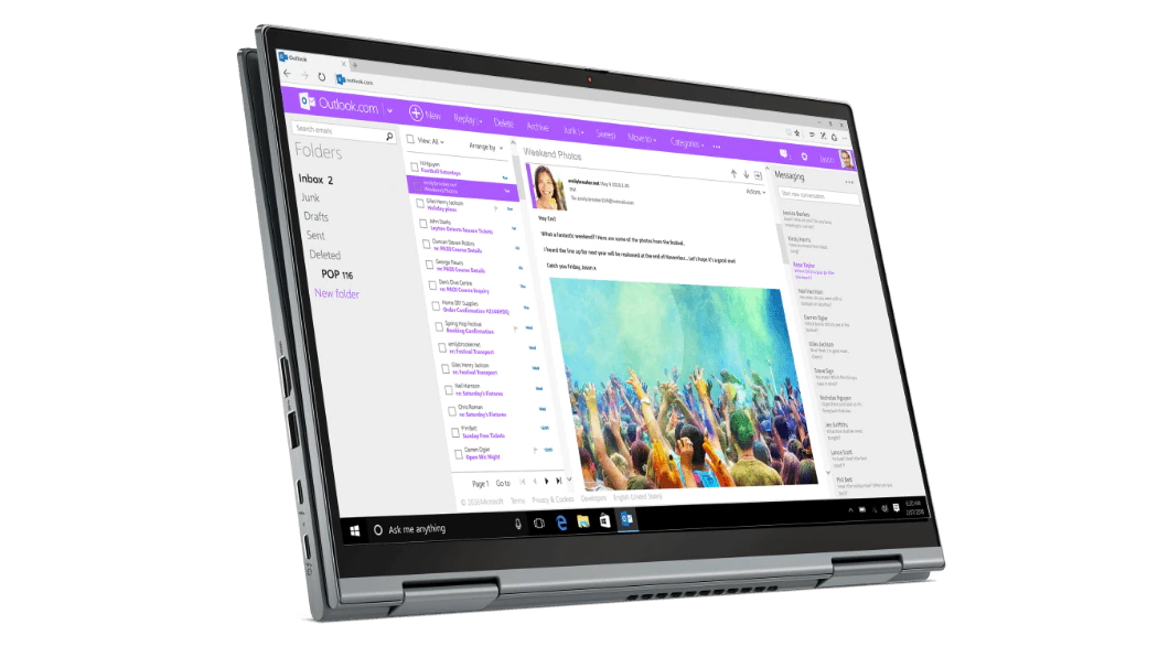 Lenovo ThinkPad X1 Yoga Gen 6 laptop in tablet mode with a document showing on the screen