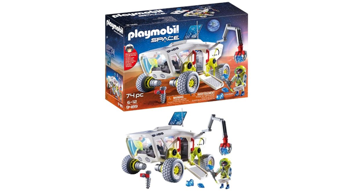 Producto de un set espacial de Playmobil colocado delante de un fondo blanco.