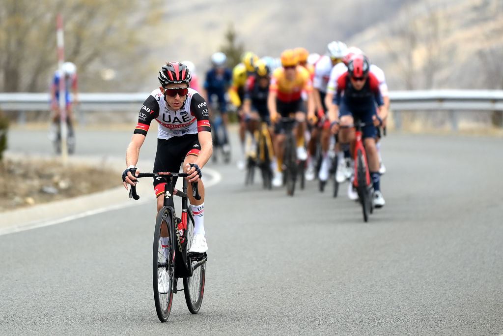 BO TALL SPAIN MARCH 24 George Bennett of New Zealand and UAE Team Emirates attacks during the 101st Volta Ciclista a Catalunya 2022 Stage 4 a 1665km stage from La Seu dUrgell to Bo Tall 2015m VoltaCatalunya101 WorldTour on March 24 2022 in Bo Tall Spain Photo by David RamosGetty Images