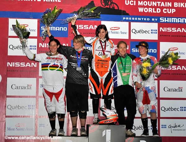 Women's podium: Melissa Buhl, Fionn Griffiths, Anneke Beerten, Joanna Petterson, Jill Kintner