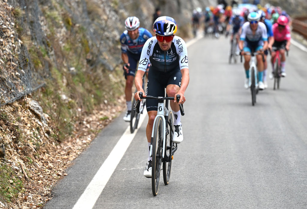 FRONTIGNANO ITALY MARCH 15 Thomas Pidcock of The United Kingdom and Q365 Pro Cycling Team attacks in the breakaway during the 60th TirrenoAdriatico 2025 Stage 6 a 163km stage from Cartoceto to Frontignano 1324m UCIWT on March 15 2025 in Frontignano Italy Photo by Tim de WaeleGetty Images