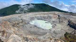 The crater lake at Poás volcano in Alajuela, Costa Rica