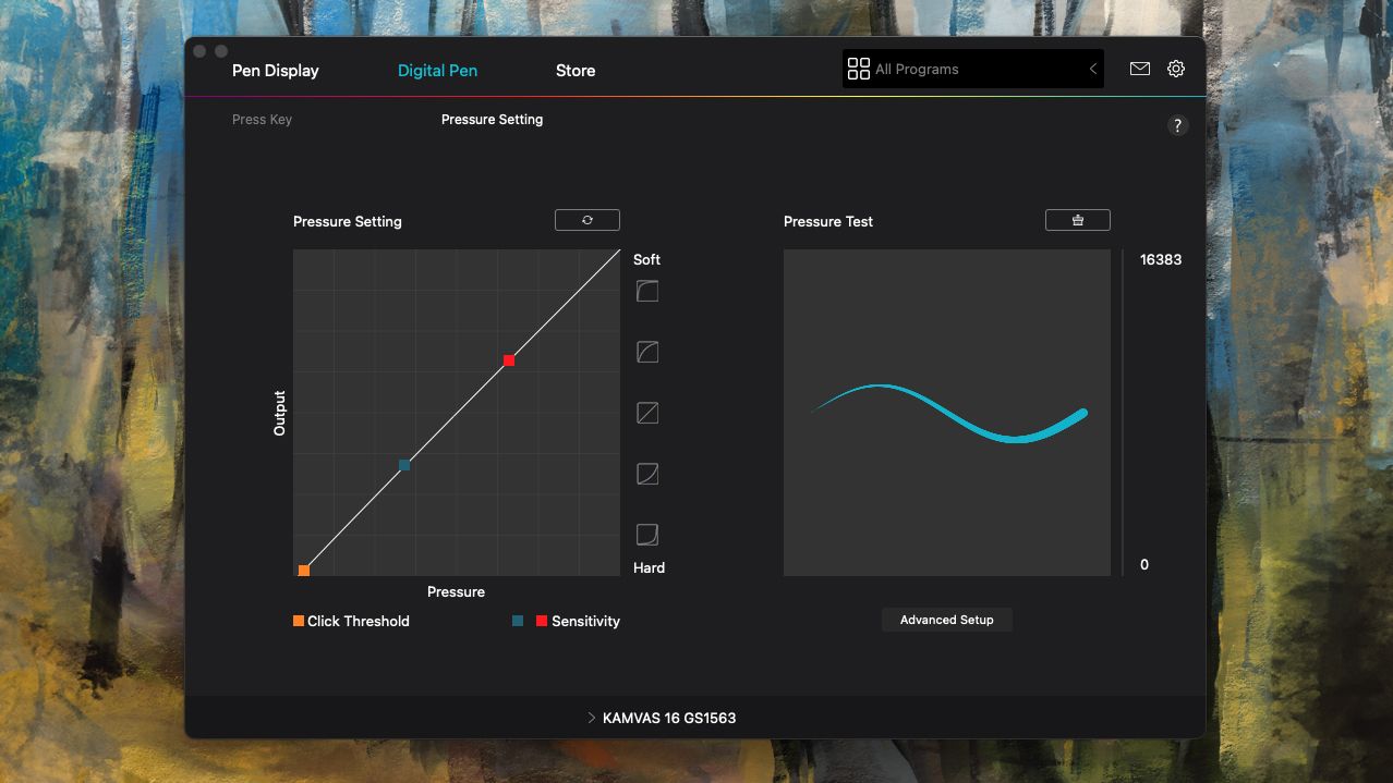 Huion Kamvas 16 (Gen 3) review; customisation menus for a drawing tablet