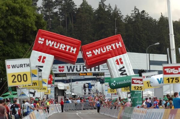 The finish line on stage 4 of the Tour de Suisse