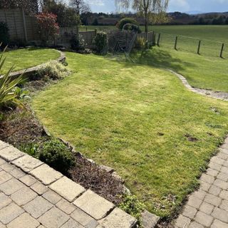 lawn after first cut with the Einhell GE-CM 18/33 Li cordless lawn mower