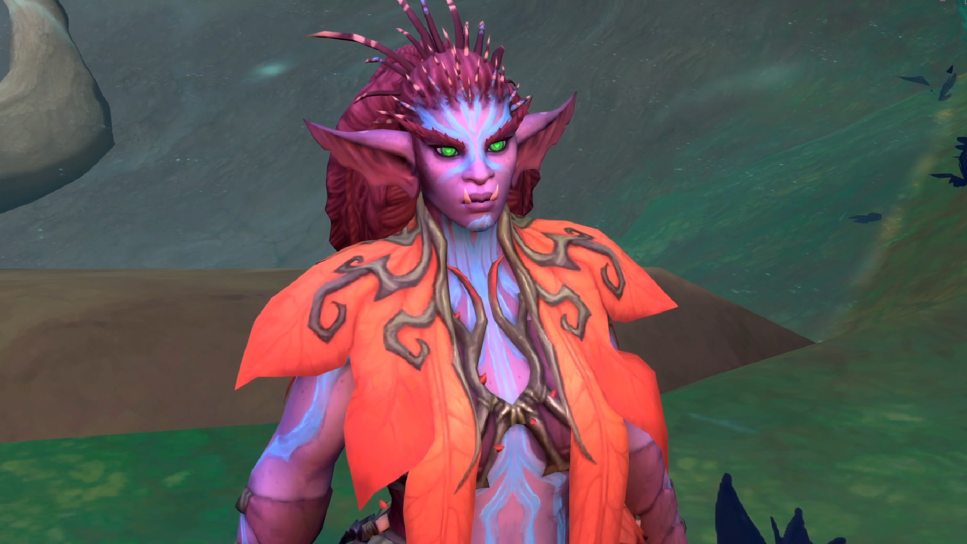 A Haranir from World of Warcraft stares with anger at the council in Midnight.