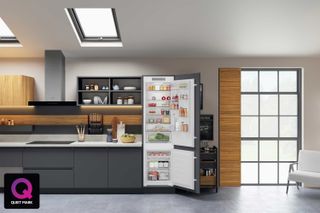 open fridge in contemporary kitchen