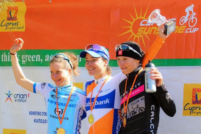 Elite women's podium: Adelheid Morath, Marianne Vos, Blaza Klemencic