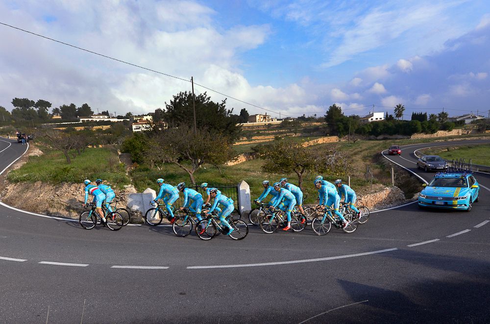 The Astana team on a training ride in Calpe