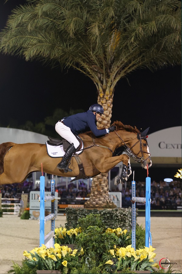 Paull O'Shea and Chancelleros in action at last nights five star grand priz at the Winter Equestrian Festival