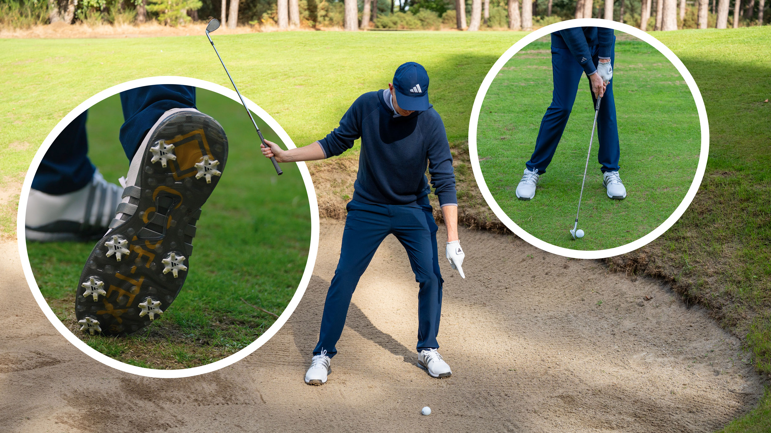 Ben Emerson demonstrating different technique tricks you can use to improve your winter golf, including everything from tee to green