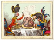 The Plumb Pudding in Danger or State Epicures taking un Petit Souper James Gillray