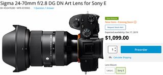 The Sigma 24-70mm f/2.8 for Sony E mount is available for $1,099 from BH Photo