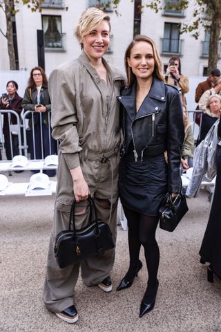 Greta Gerwig and Natalie Portman attend the Stella McCartney Paris Womenswear Spring-Summer 2025