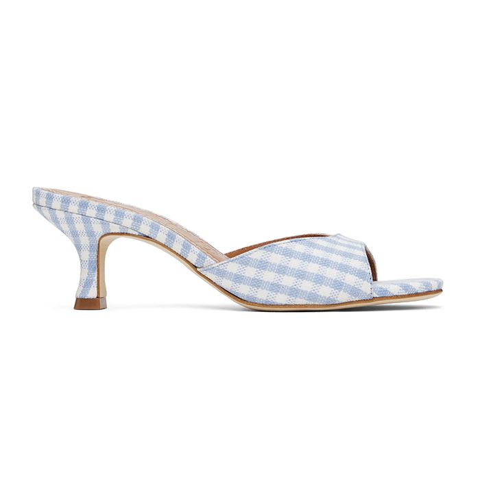 Staud, Blue & White Brigitte Mule Heeled Sandals