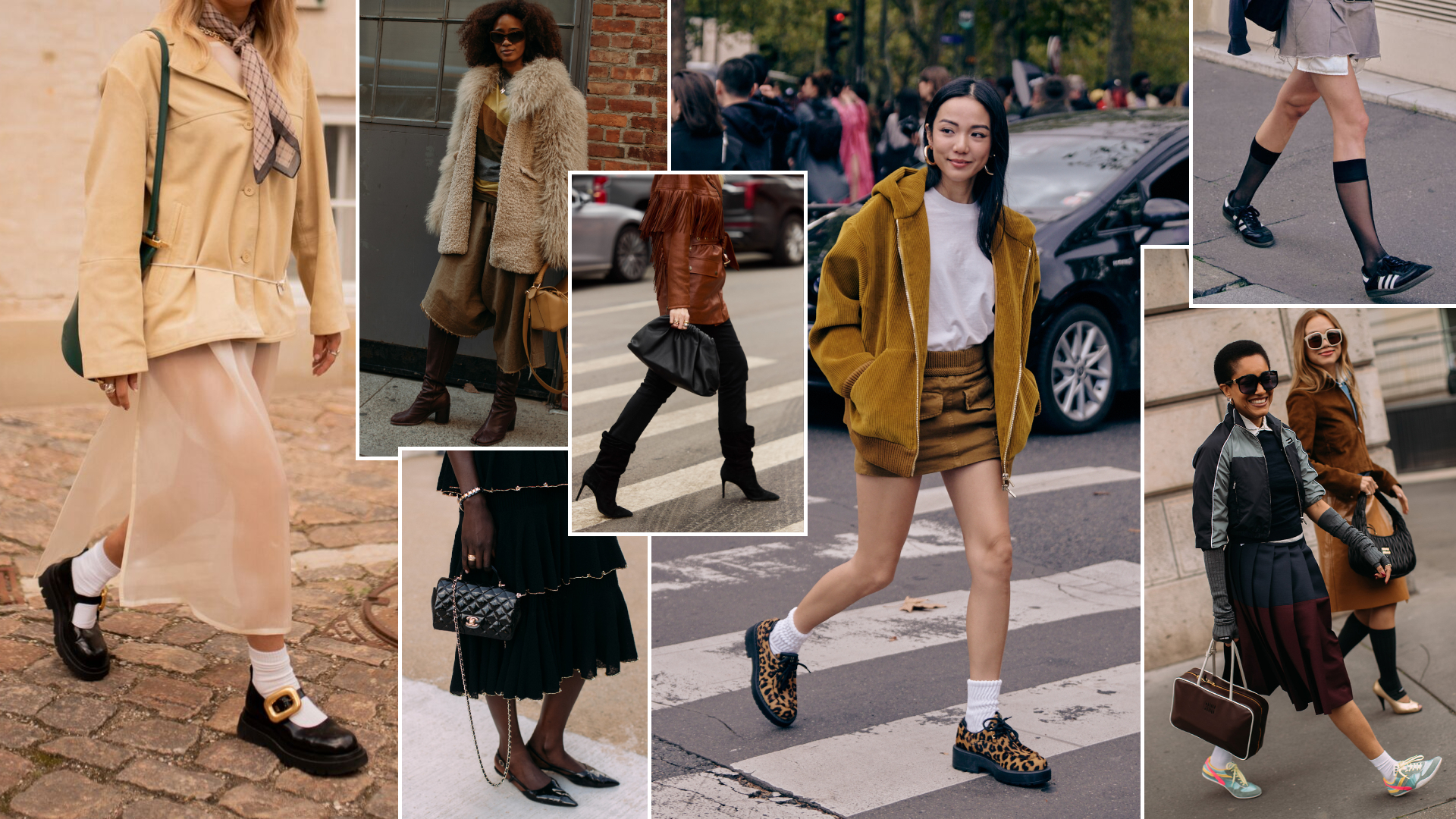 a collage of woman at new york fashion week wearing shoe trends